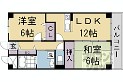 プルーリオン上桂 2LDKの間取図画像