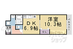 カーレッジ桂 1DKの間取図画像