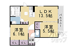 シャーメゾンうぐいす台 2LDKの間取図画像