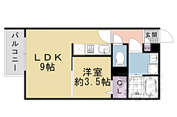 ディアコート桂 1LDKの間取図画像