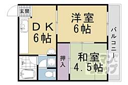 スイートム中村 2DKの間取図画像