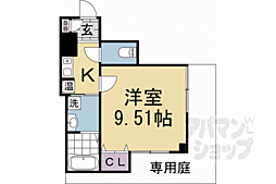 エリーフラッツ上桂 1Kの間取図画像