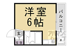 カーサデルソーレ21 ワンルームの間取図画像