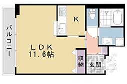 ミュー花水木弐番館 1Kの間取図画像