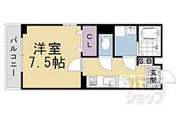 エンティム上桂 1Kの間取図画像