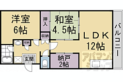 プラザ上桂 2DKの間取図画像