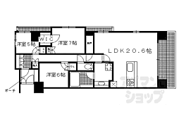 グランマークシティ東向日駅前イーストコート 3LDKの間取図画像