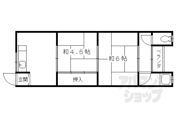 富貴ハイツ 207｜京都府京都市西京区樫原久保町(賃貸アパート2K・2階・32.00㎡)の写真 その2