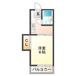 コスモハイツ 1Kの間取図画像