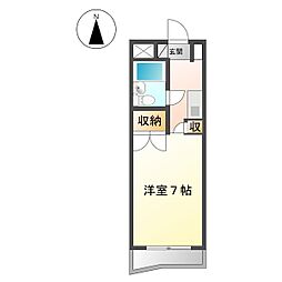 塔世ハイツ 1Kの間取図画像