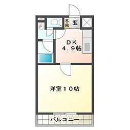 太陽マンション 1DKの間取図画像