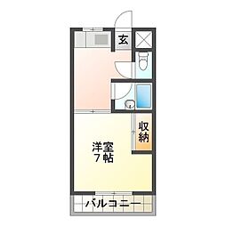 シャイニングハウス 1DKの間取図画像