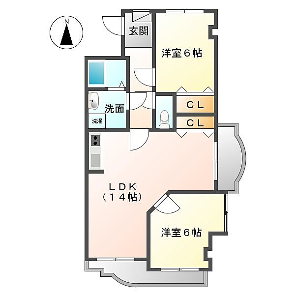 ウィングロワレ 505｜三重県津市一身田中野(賃貸マンション2LDK・5階・58.00㎡)の写真 その2