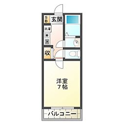 シーサイド2 1Kの間取図画像