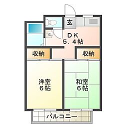 アップルハウス 2DKの間取図画像