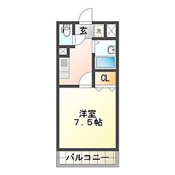 CAPITAL上浜 1Kの間取図画像
