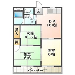 津高東ハイツ 3DKの間取図画像