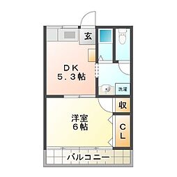 コーポ蔵付 1DKの間取図画像