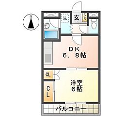 サンタプレイス 1DKの間取図画像
