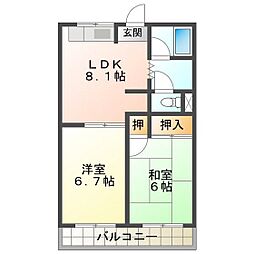 サニータウン 2LDKの間取図画像