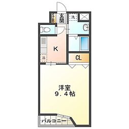 ルラシオン江戸橋 1Kの間取図画像