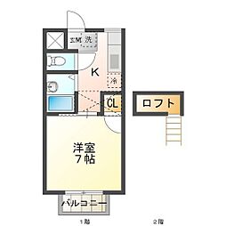 ドリーム2 1Kの間取図画像