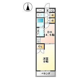 ベルカルムS 1DKの間取図画像