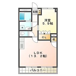 エミール 1LDKの間取図画像
