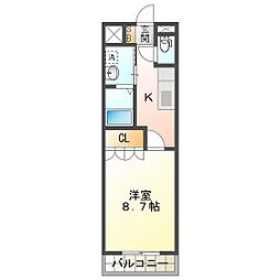 パレディオンハウス 1Kの間取図画像