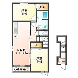 グランシャリオ2B 2LDKの間取図画像