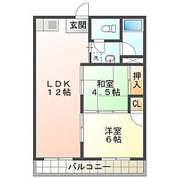 コーポ一幸 2LDKの間取図画像
