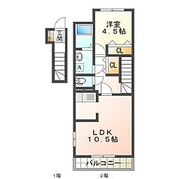コーポサウスC 1LDKの間取図画像