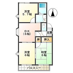 ライムハウスB 3DKの間取図画像