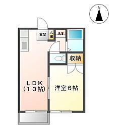 エリール小田 1LDKの間取図画像