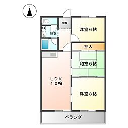 津ロードリーマンション 3LDKの間取図画像