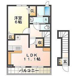 ジャスティス 1LDKの間取図画像