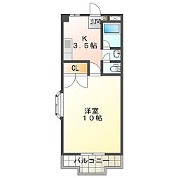 エクセレント栗真 1Kの間取図画像