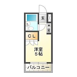 江戸橋グリーンハイツ ワンルームの間取図画像