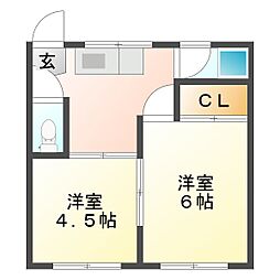 松岡商事ビル 2DKの間取図画像