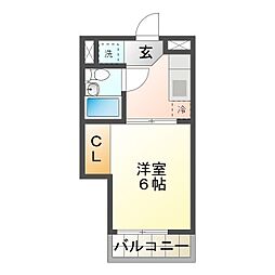 江戸橋マンションA棟 1Kの間取図画像
