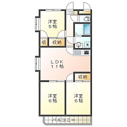 高茶屋豊城 3LDKの間取図画像