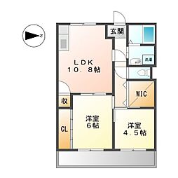 ドゥナーレ津新町1 2LDKの間取図画像