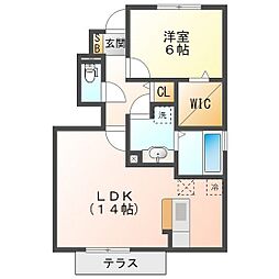 プリムローズ 1LDKの間取図画像