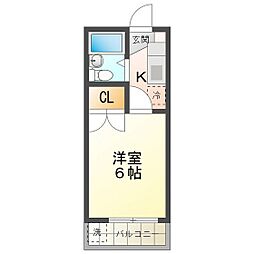 カレッジハウス3 1Kの間取図画像
