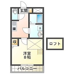 Renace Kurima 1Kの間取図画像