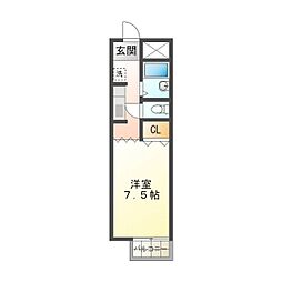 トップコート 1Kの間取図画像