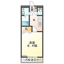 サンコーポヒロサワ 1Kの間取図画像
