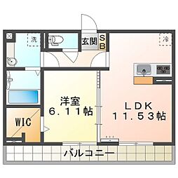 D-room渋見町 1LDKの間取図画像