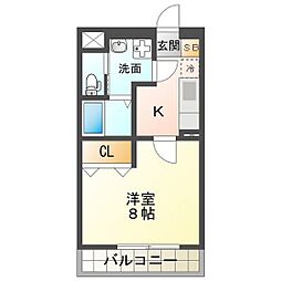 ZERO3 1Kの間取図画像
