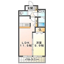 エムズフィオレ 1LDKの間取図画像